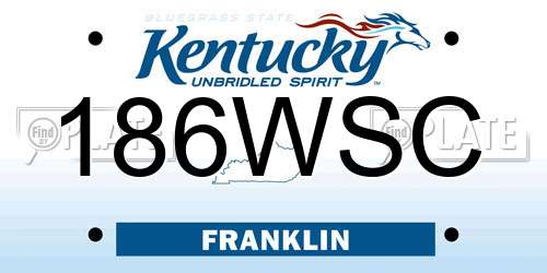 186WSC Kentucky License Plate