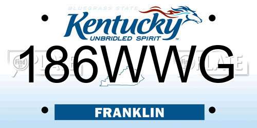 186WWG Kentucky License Plate