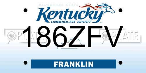 186ZFV Kentucky License Plate