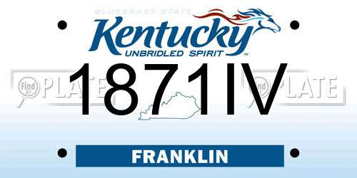 1871IV Kentucky License Plate