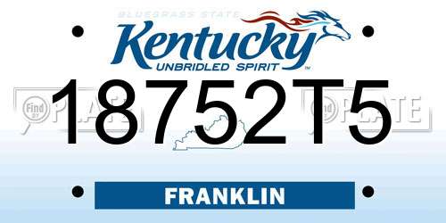 18752T5 Kentucky License Plate