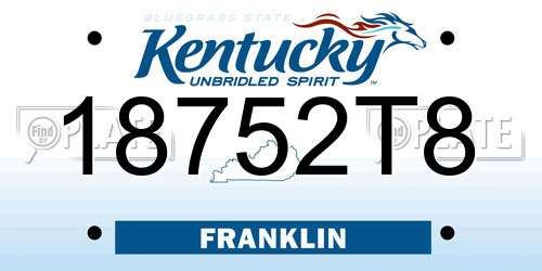 18752T8 Kentucky License Plate