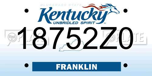 18752Z0 Kentucky License Plate