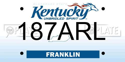 187ARL Kentucky License Plate