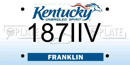187IIV Kentucky License Plate