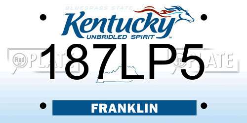 187LP5 Kentucky License Plate