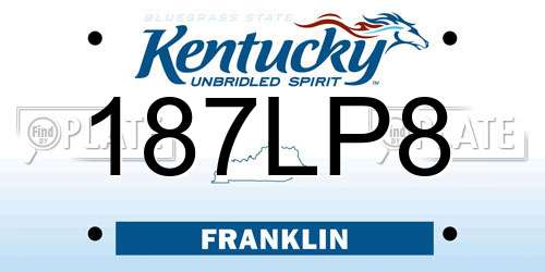 187LP8 Kentucky License Plate