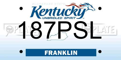 187PSL Kentucky License Plate