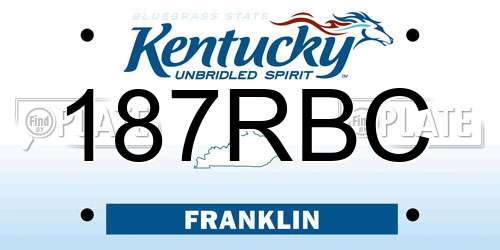 187RBC Kentucky License Plate