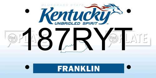 187RYT Kentucky License Plate