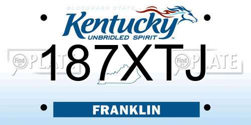 187XTJ Kentucky License Plate