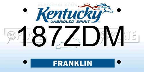 187ZDM Kentucky License Plate