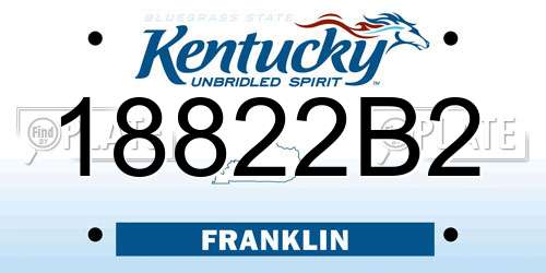 18822B2 Kentucky License Plate