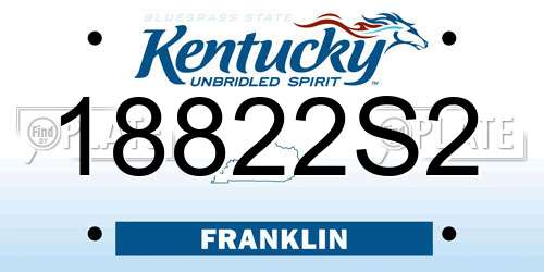 18822S2 Kentucky License Plate