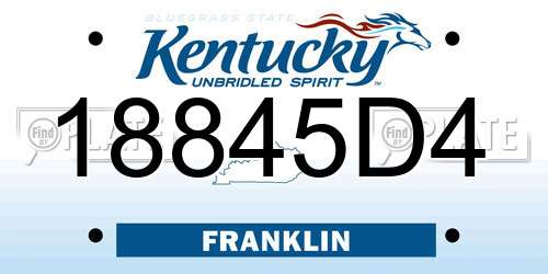 18845D4 Kentucky License Plate