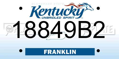 18849B2 Kentucky License Plate