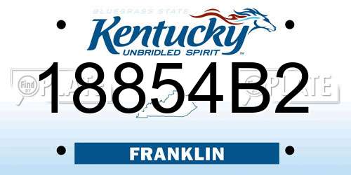 18854B2 Kentucky License Plate
