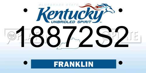 18872S2 Kentucky License Plate