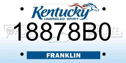 18878B0 Kentucky License Plate