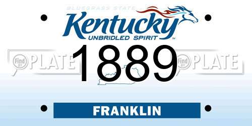 1889 Kentucky License Plate