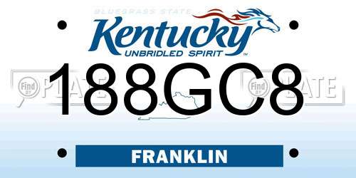 188GC8 Kentucky License Plate
