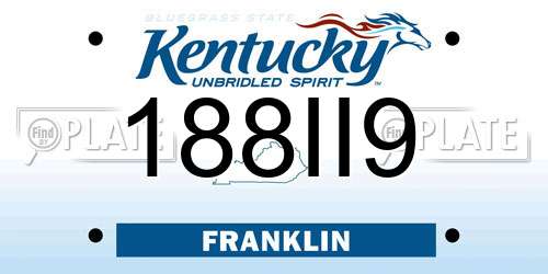 188II9 Kentucky License Plate