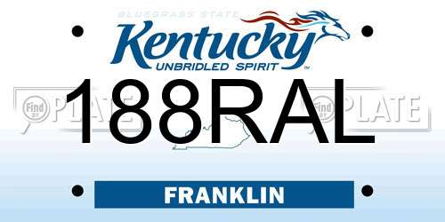 188RAL Kentucky License Plate