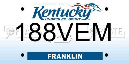 188VEM Kentucky License Plate