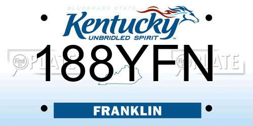 188YFN Kentucky License Plate