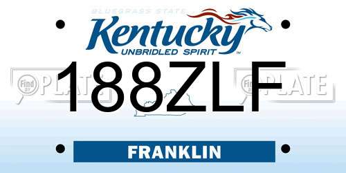 188ZLF Kentucky License Plate