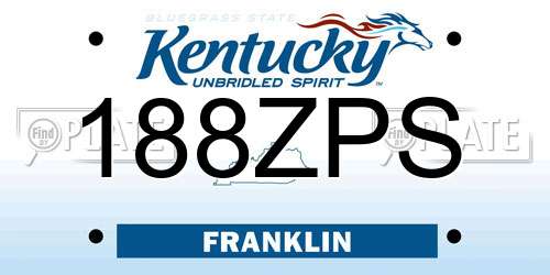 188ZPS Kentucky License Plate