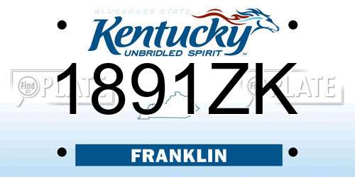 1891ZK Kentucky License Plate