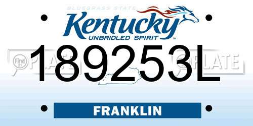 189253L Kentucky License Plate