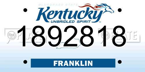 1892818 Kentucky License Plate