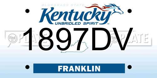 1897DV Kentucky License Plate