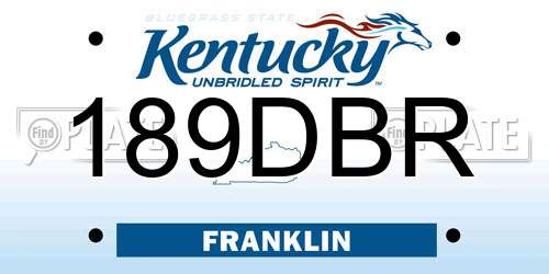 189DBR Kentucky License Plate