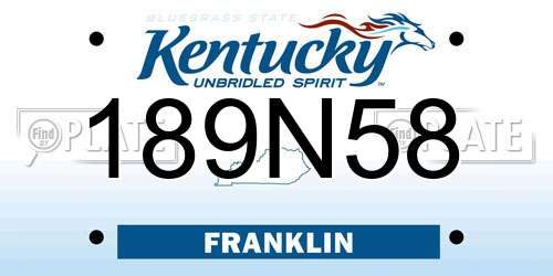 189N58 Kentucky License Plate