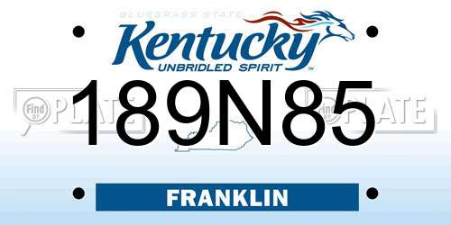 189N85 Kentucky License Plate