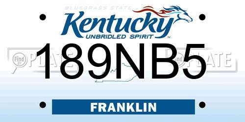 189NB5 Kentucky License Plate