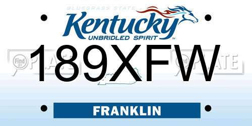 189XFW Kentucky License Plate