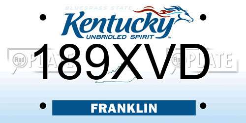 189XVD Kentucky License Plate