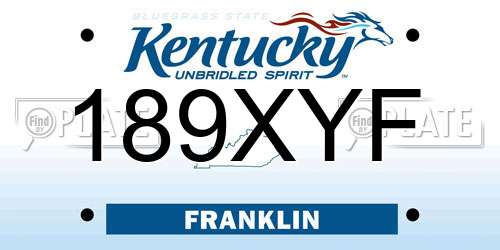 189XYF Kentucky License Plate