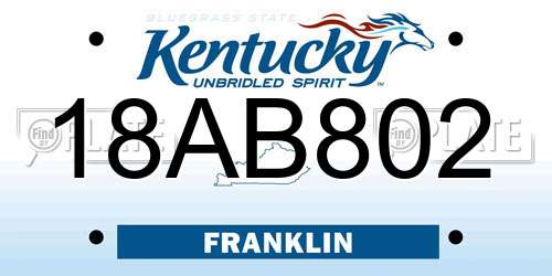 18AB802 Kentucky License Plate