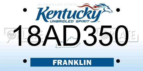 18AD350 Kentucky License Plate