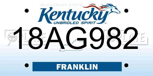 18AG982 Kentucky License Plate