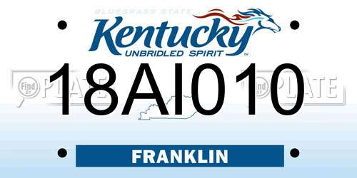 18AI010 Kentucky License Plate