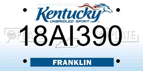 18AI390 Kentucky License Plate