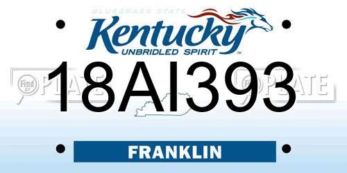 18AI393 Kentucky License Plate