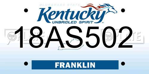 18AS502 Kentucky License Plate
