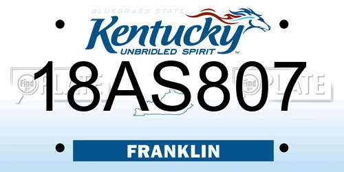 18AS807 Kentucky License Plate